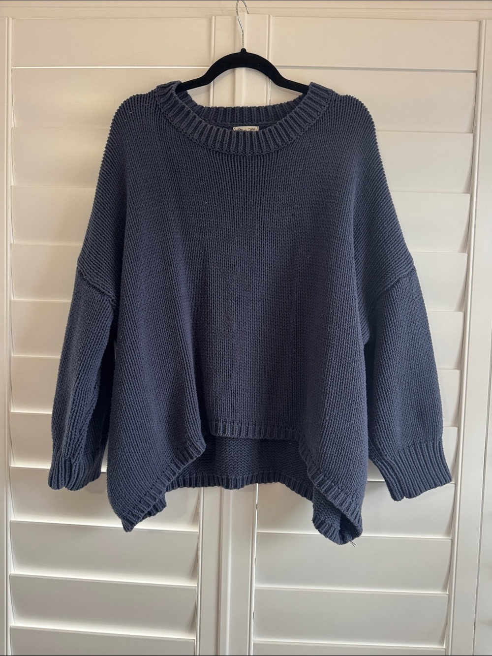 Relaxed oversized chunky Knit Crewneck Sweater - navy